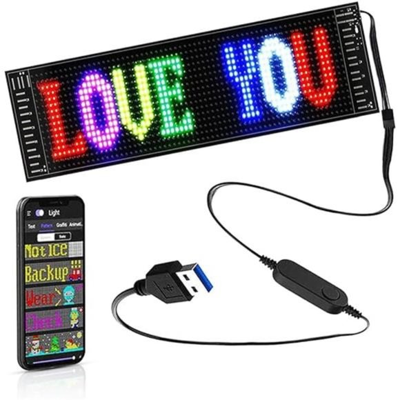 LED Sign for Car, 7''x3'' Flexible LED Display, Programmable LED Matrix Panel, U - Picture 7 of 7